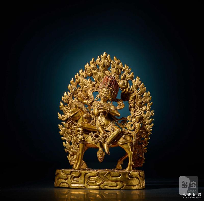 16-17世纪 （扎什伦布寺）铜鎏金吉祥天母 - 图3